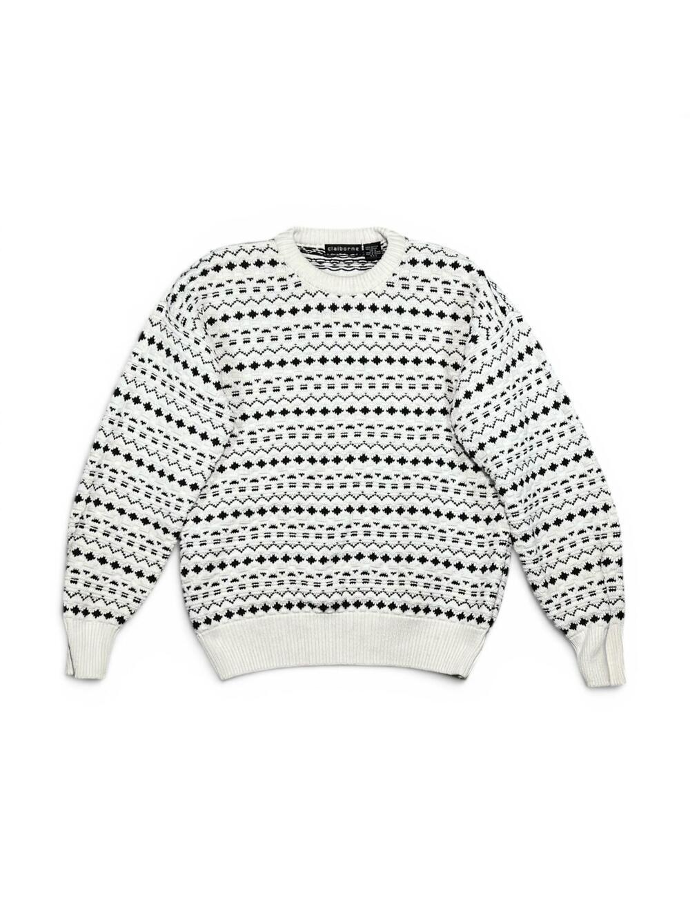 Vintage Black and White Patterned Knit Sweater